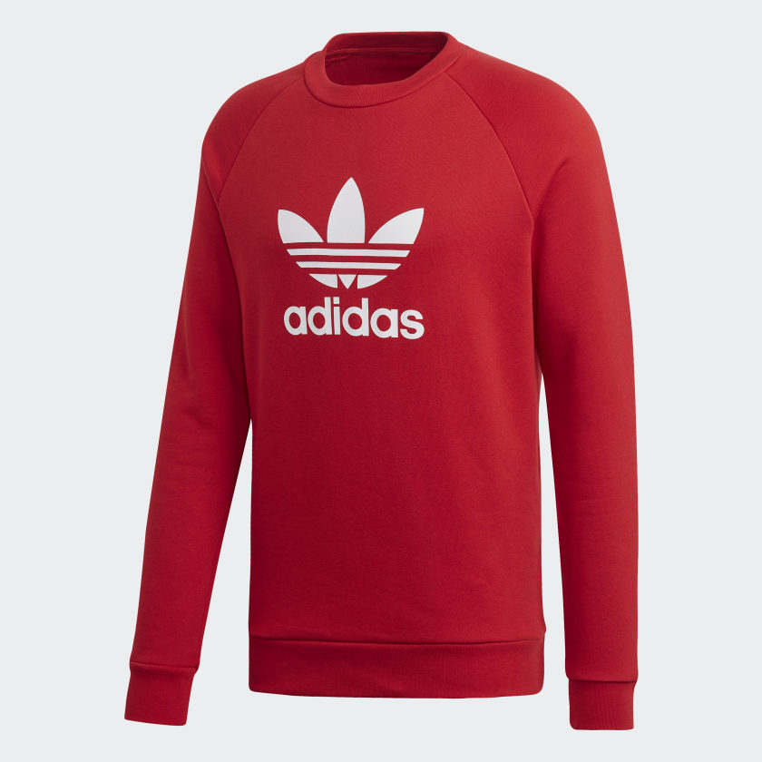adidas Trefoil Warm-Up Crew Sweatshirt - Red | adidas US