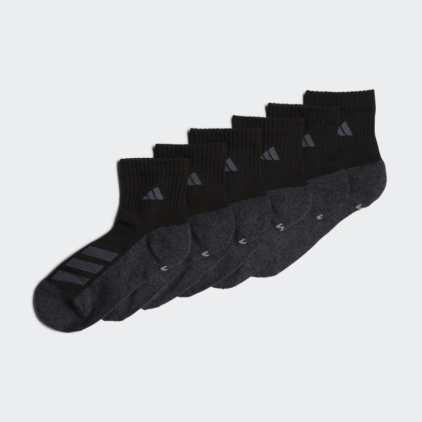 adidas Cushioned Angle Stripe Quarter Socks 6 Pairs - Black | adidas US