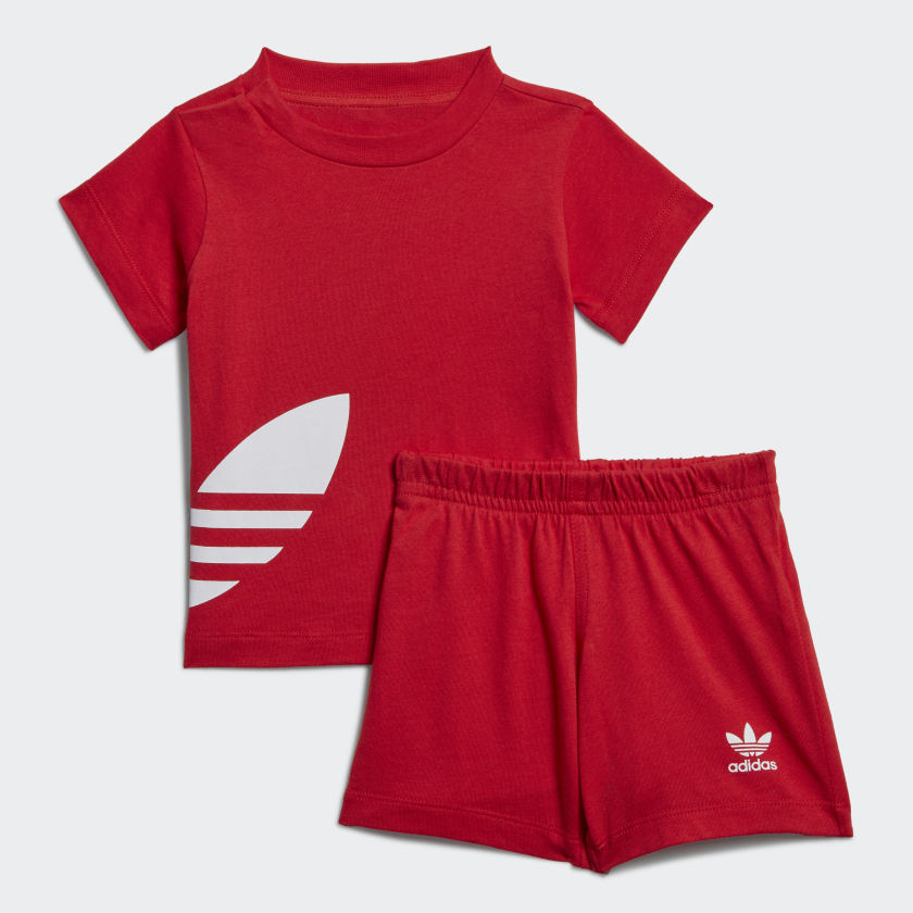 adidas Big Trefoil Shorts Tee Set - Red | adidas US