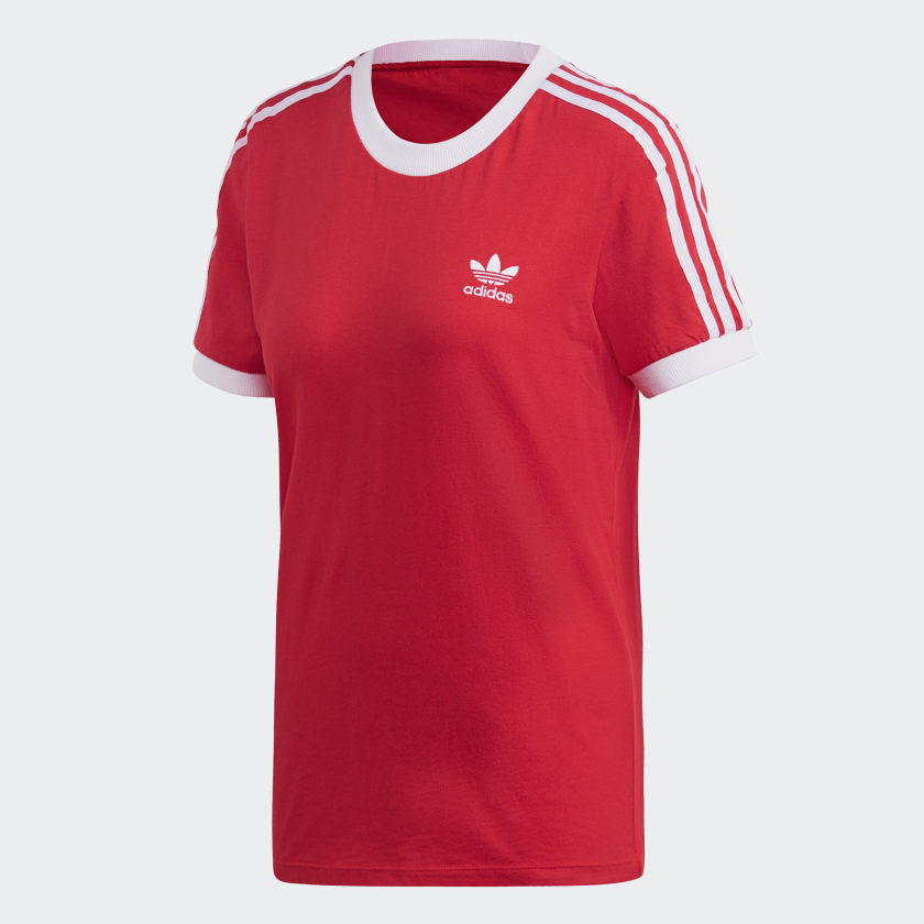 Camiseta adidas 3 rayas roja Clearance