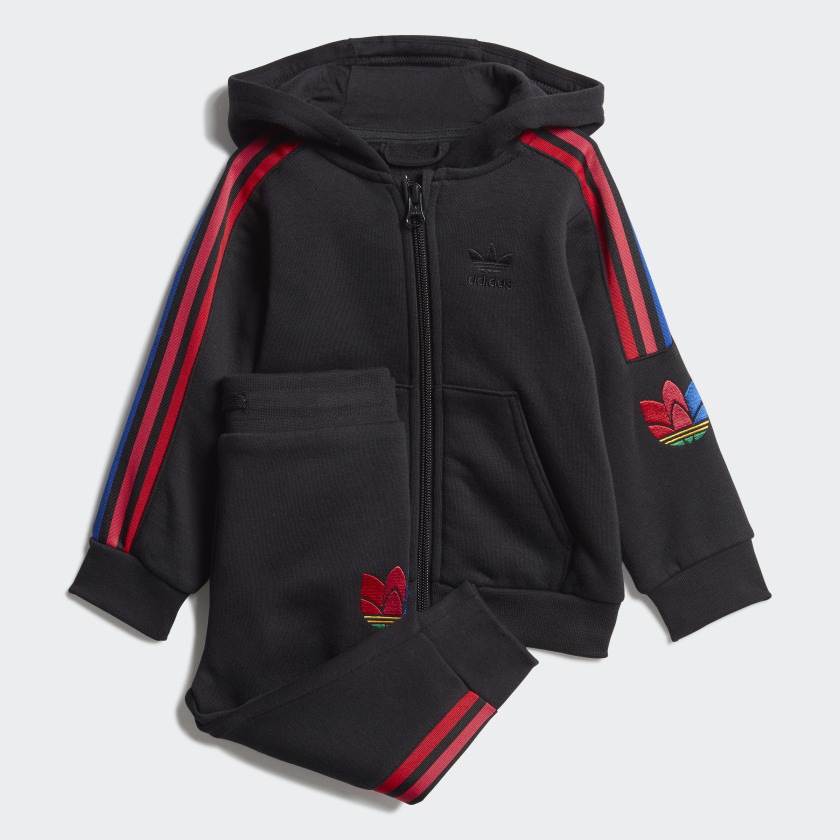 Adidas originals 3d trefoil logo quarter zip hoodie in black clearance