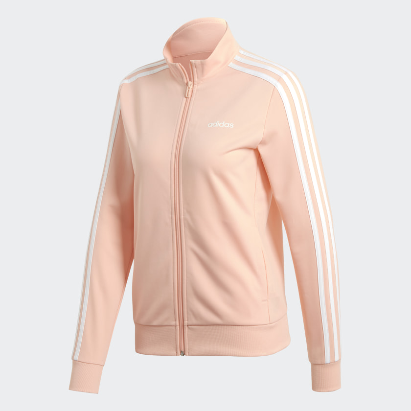 Women's 3 Stripe Track Jacket in Pink and White | adidas US