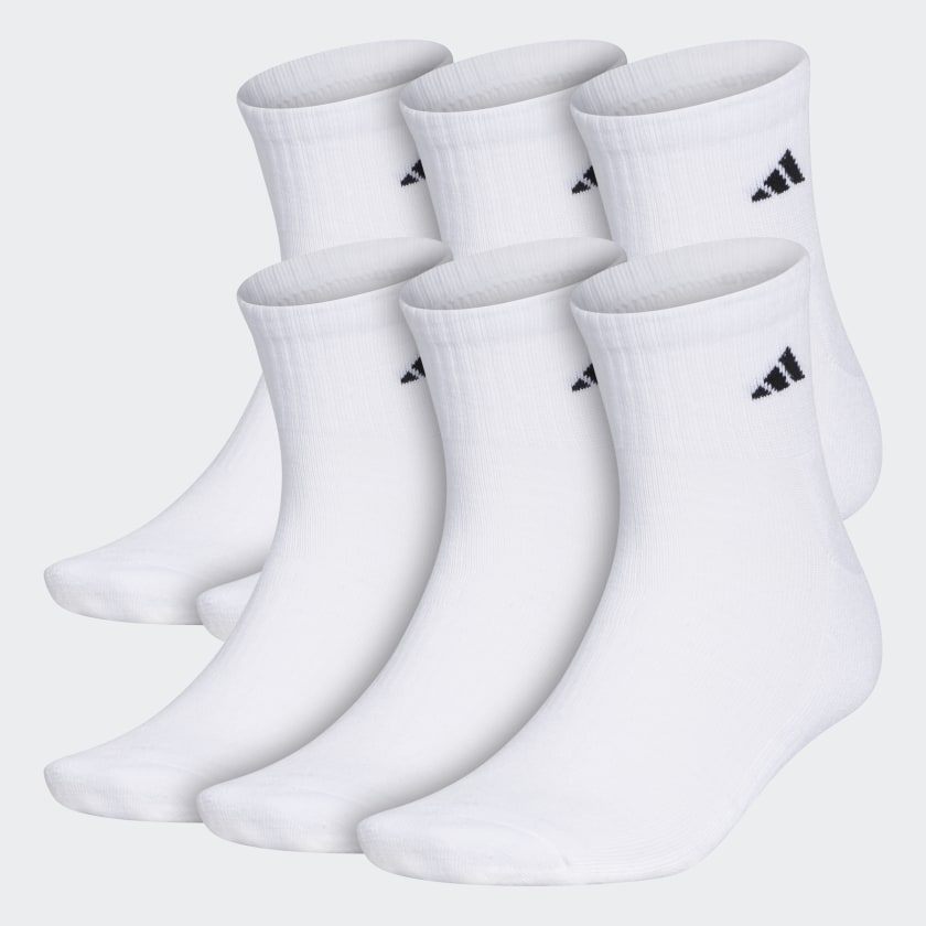adidas Athletic Cushioned Quarter Socks 6 Pairs XL - White | adidas US