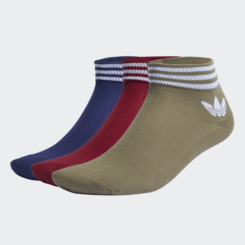 adidas Trefoil Ankle Socks 3 Pairs - Burgundy | adidas UK