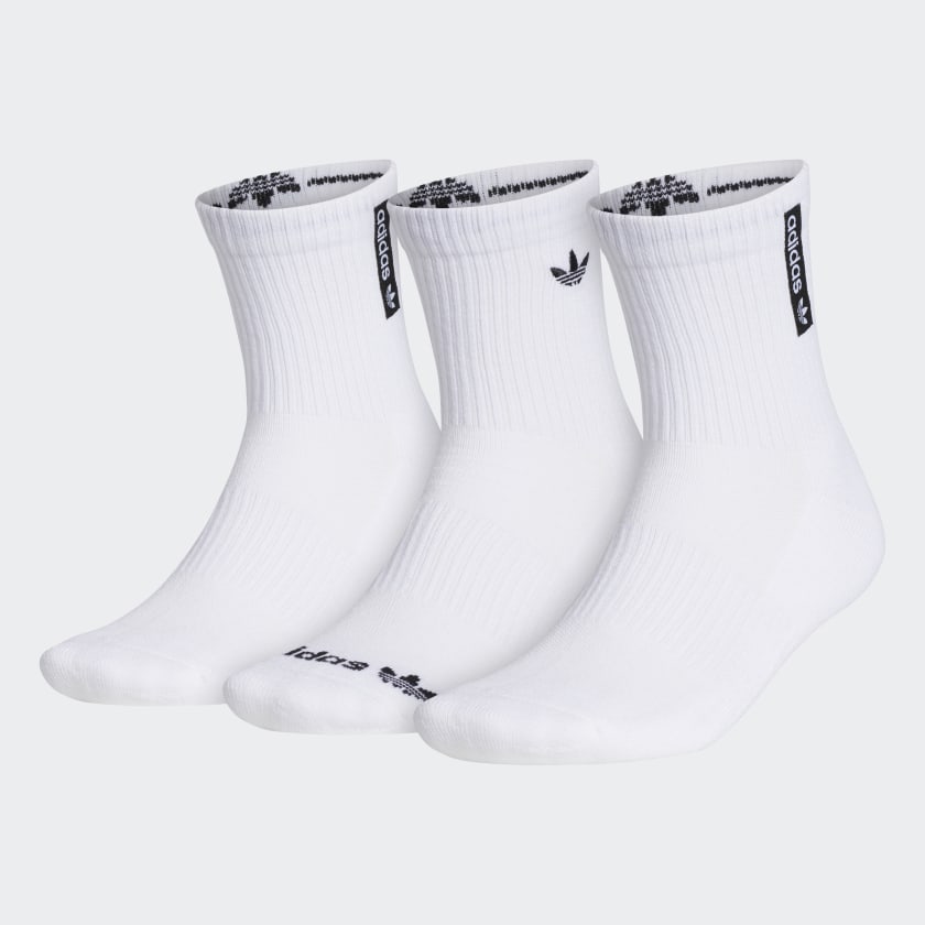 adidas Trefoil Mid-Crew Socks 3 Pairs - White | adidas US