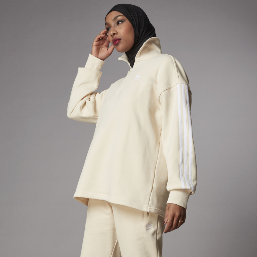 adidas Adicolor Classics Half-Zip Sweatshirt - White | adidas UK