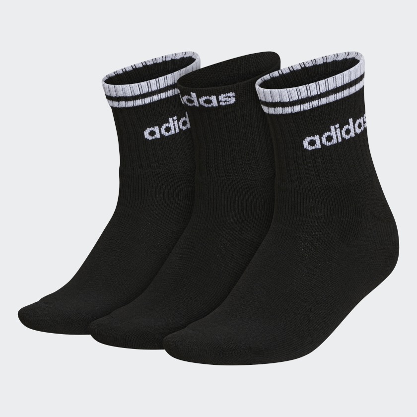 adidas Sport Stripe High Quarter Socks 3 Pairs - Black | adidas US