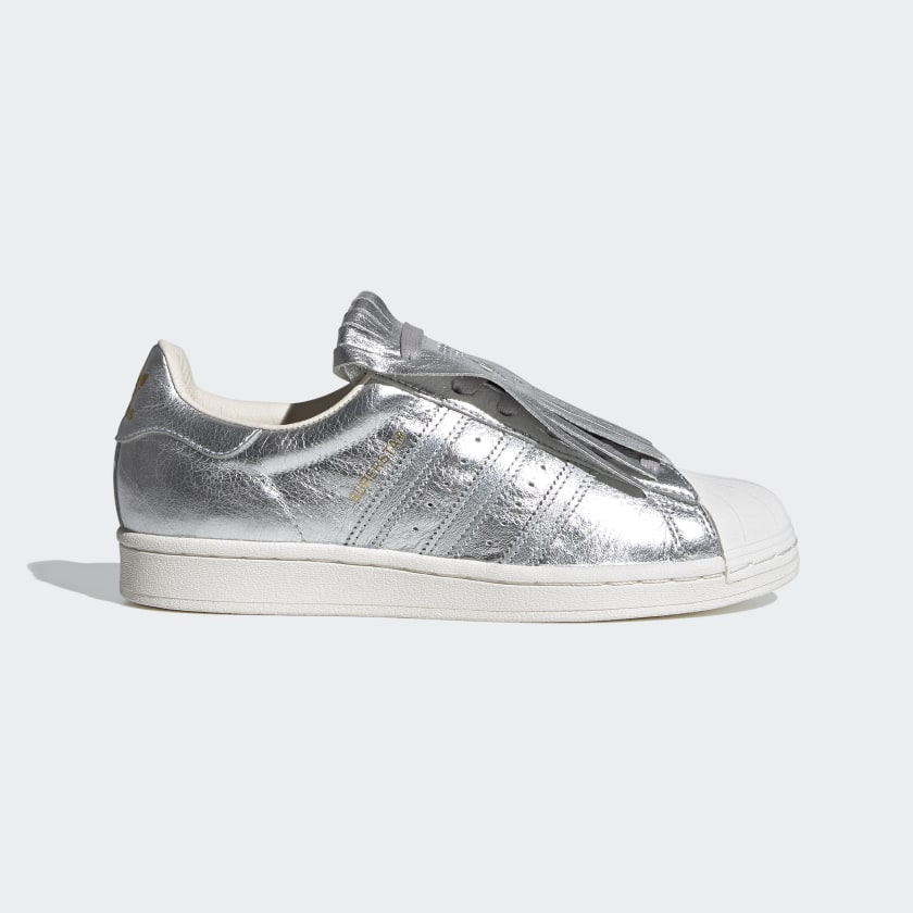 adidas superstar silver trainers