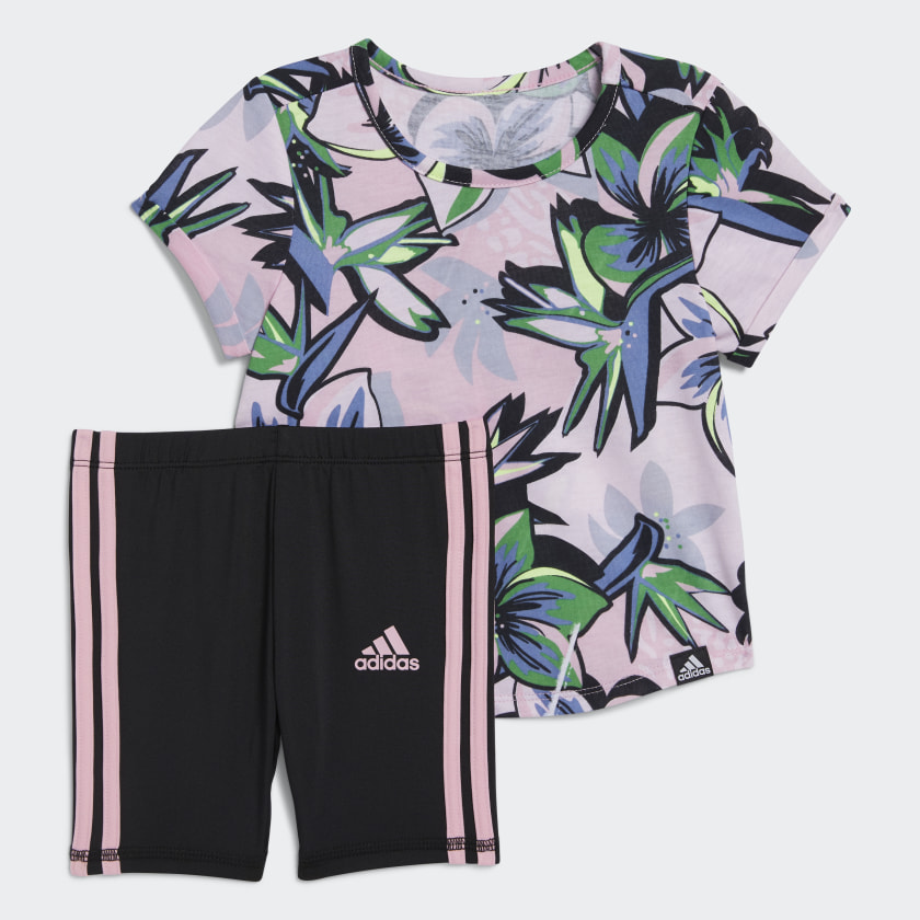 adidas floral shorts set