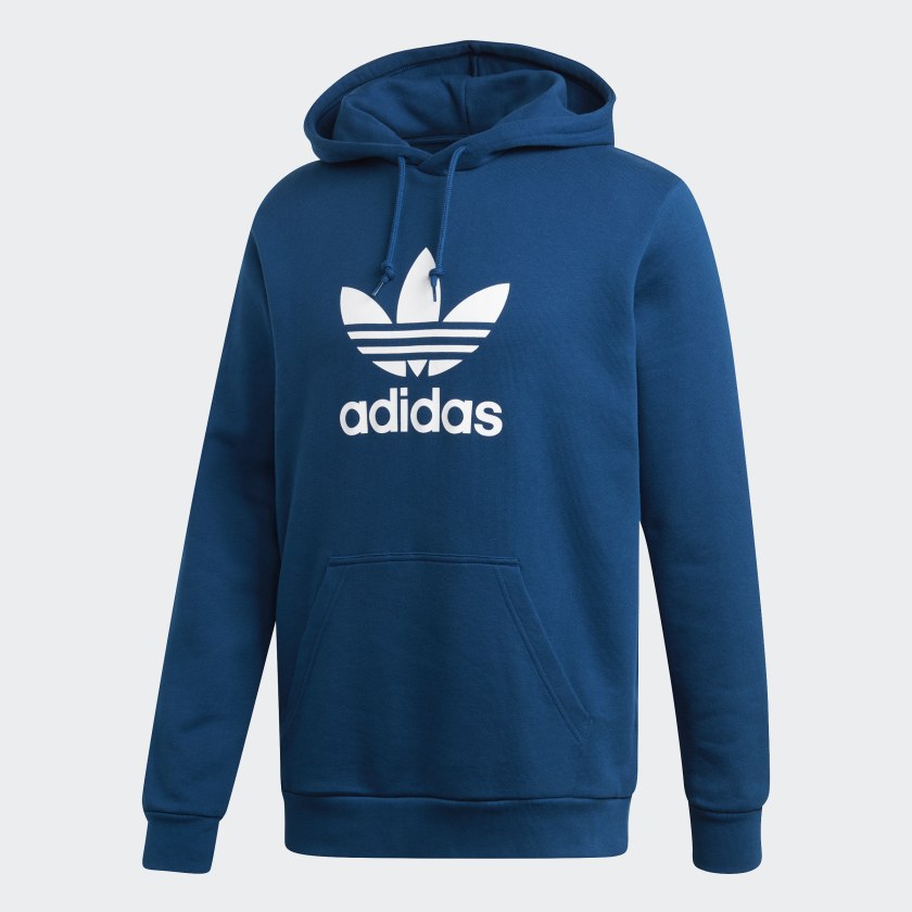 adidas trefoil hoodie easy blue