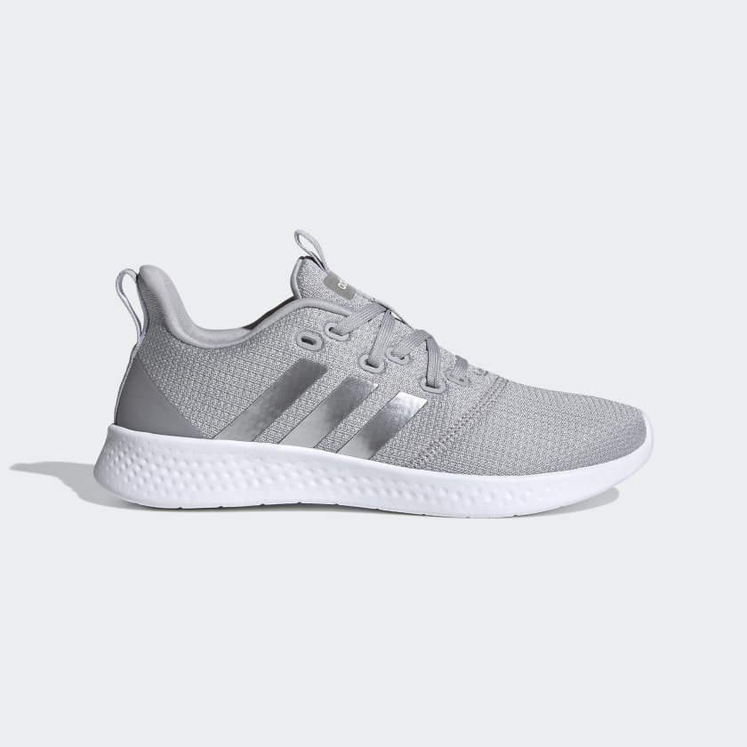 grey and white adidas shoes