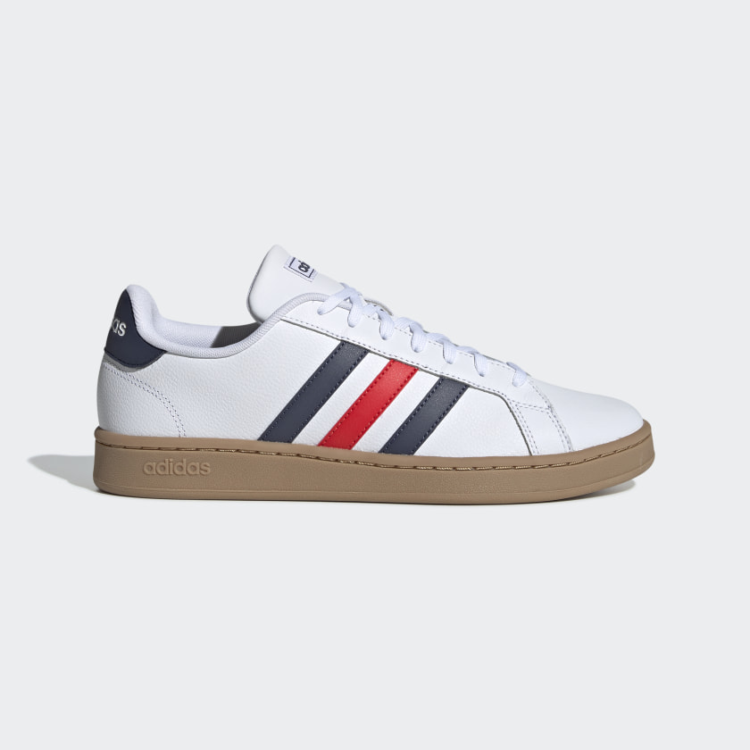 adidas men's grand court shoes white and trace blue