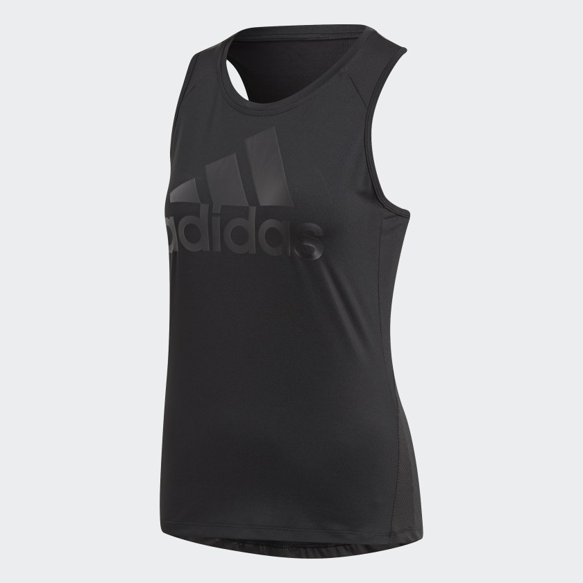 adidas training logo tank in black