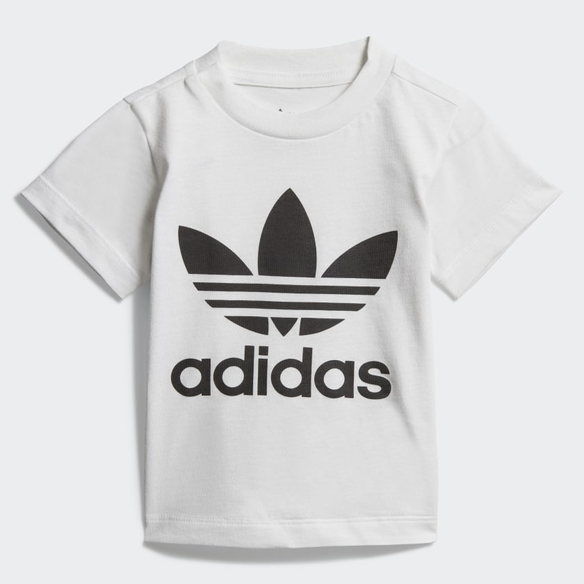 white adidas shirt with black logo