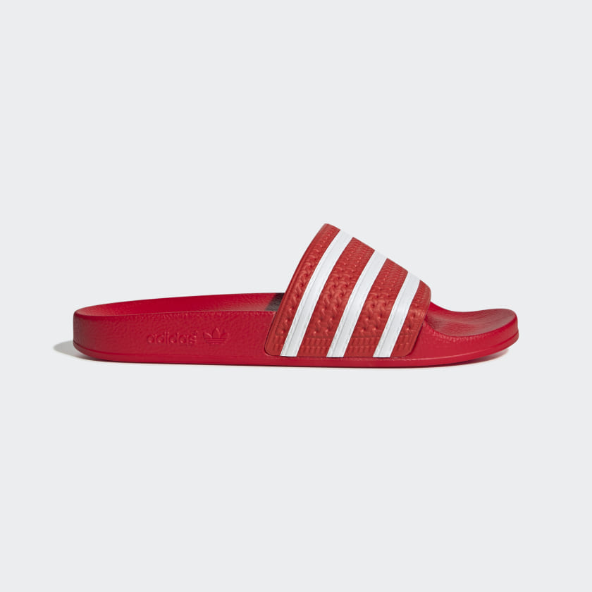 Adilette Red and White Slides | adidas 