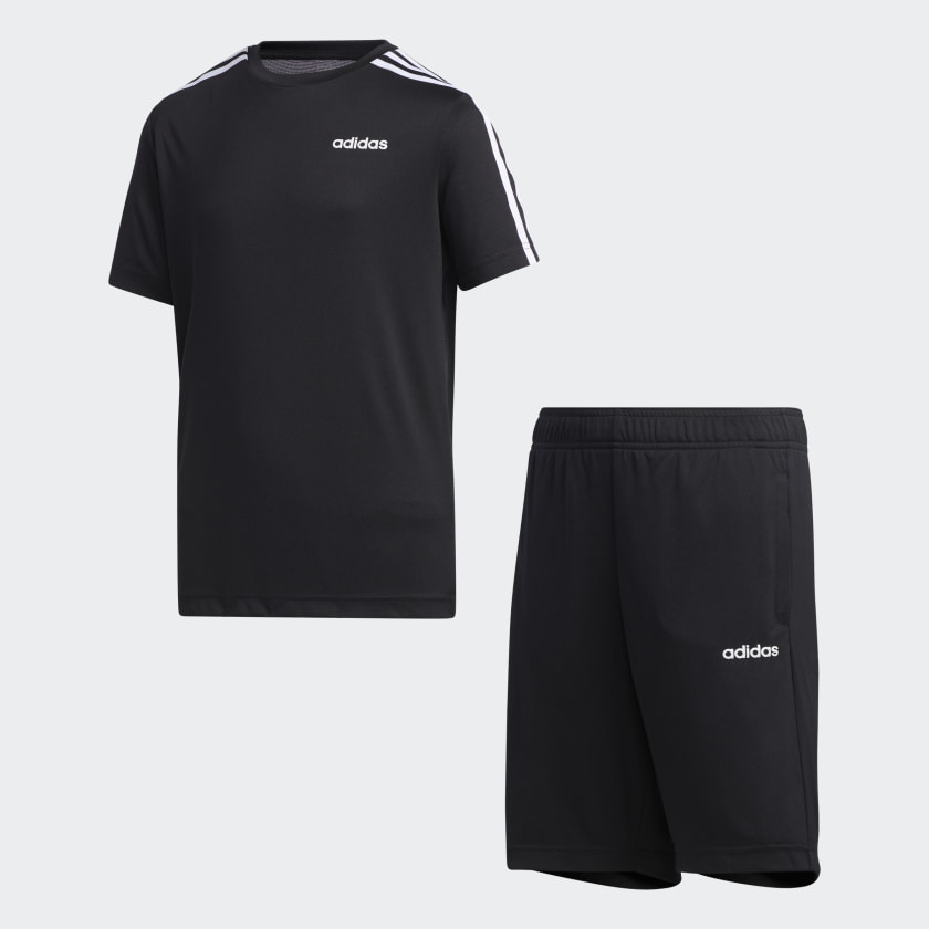 adidas 3-Stripes Short Set - Black 