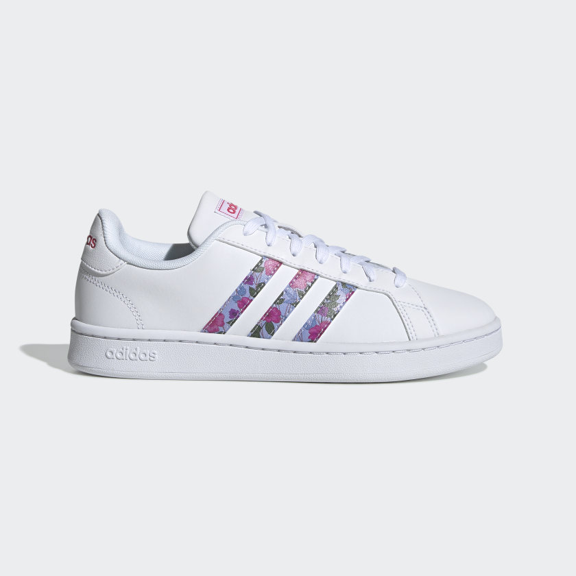pink and white adidas sneakers