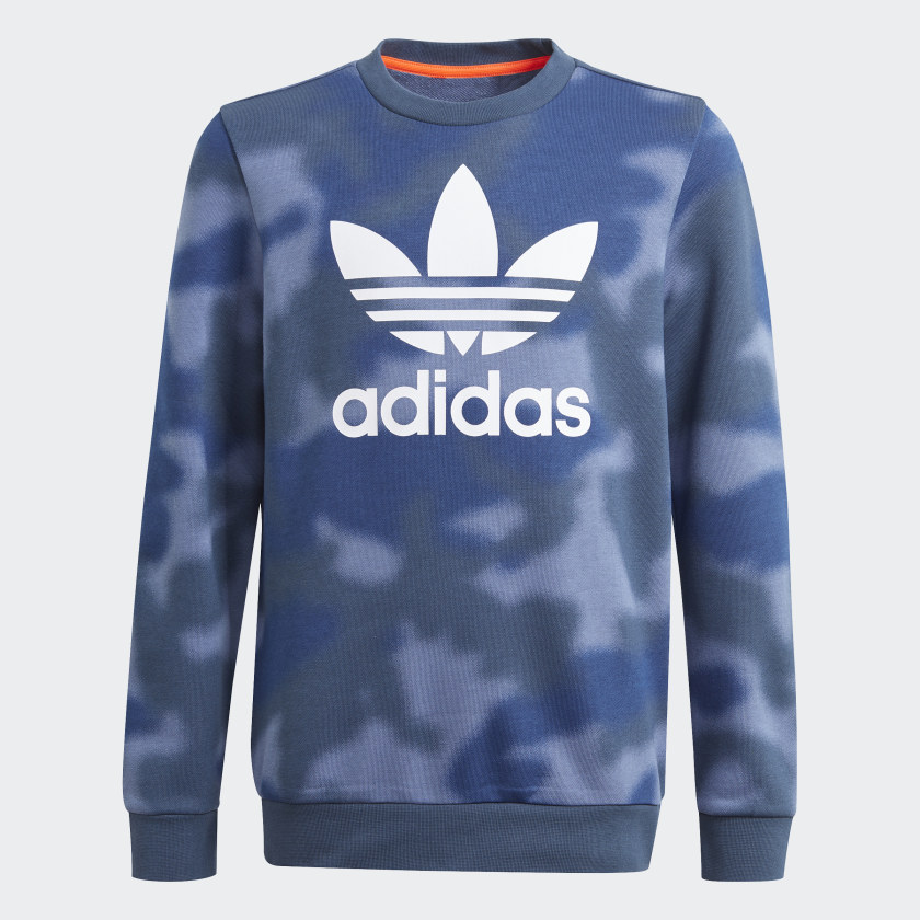 adidas Allover Print Camo Crew Sweatshirt - Blue | adidas US