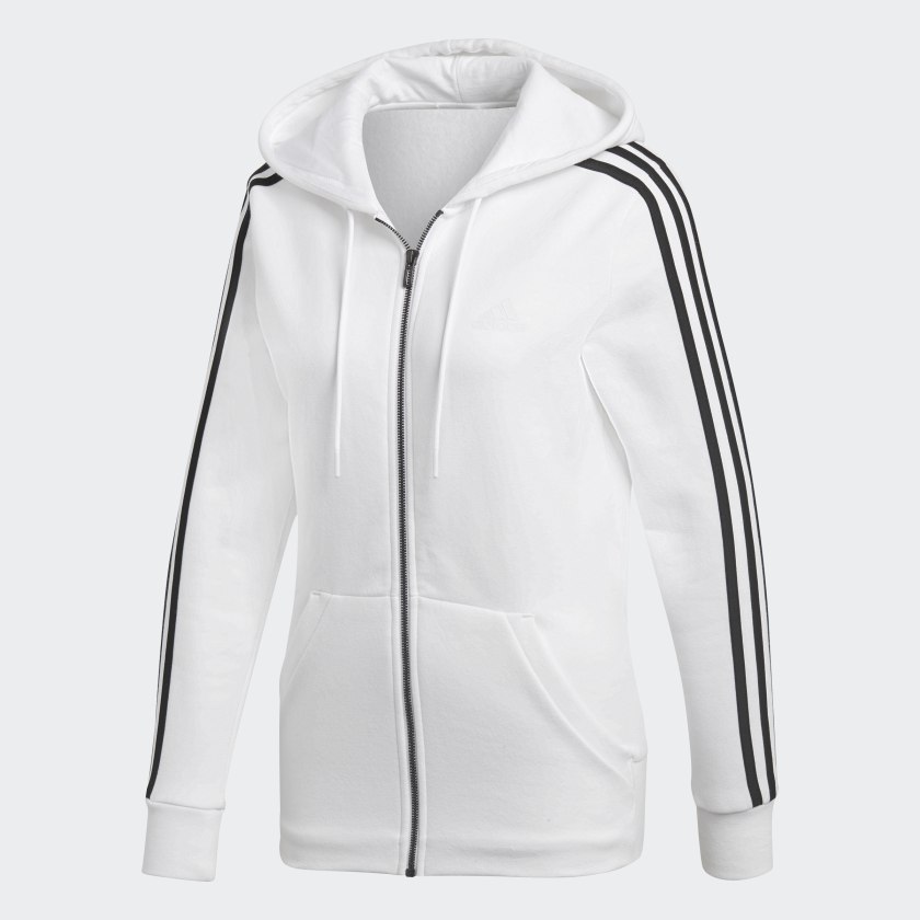 adidas originals hoodie with stripes and central logo in white