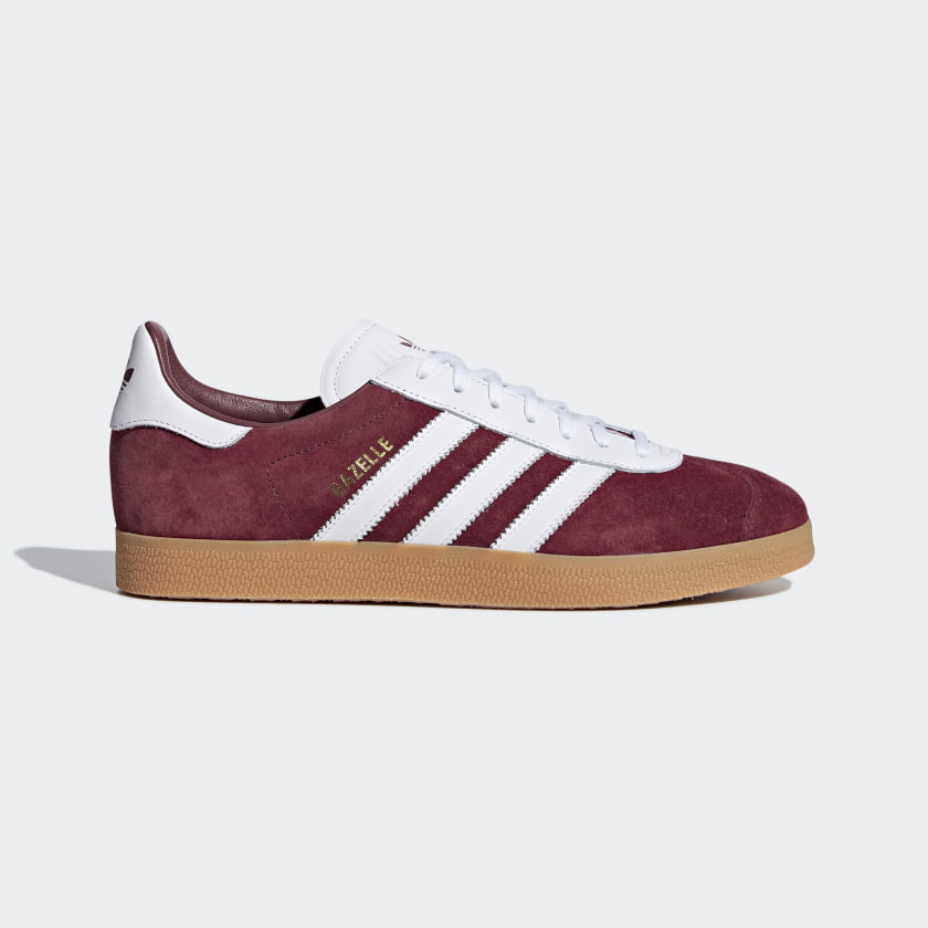 mens adidas burgundy gazelle trainers