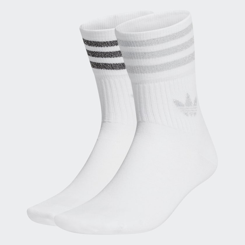 adidas Mid-Cut Glitter Crew Socks 2 Pairs - White | adidas UK