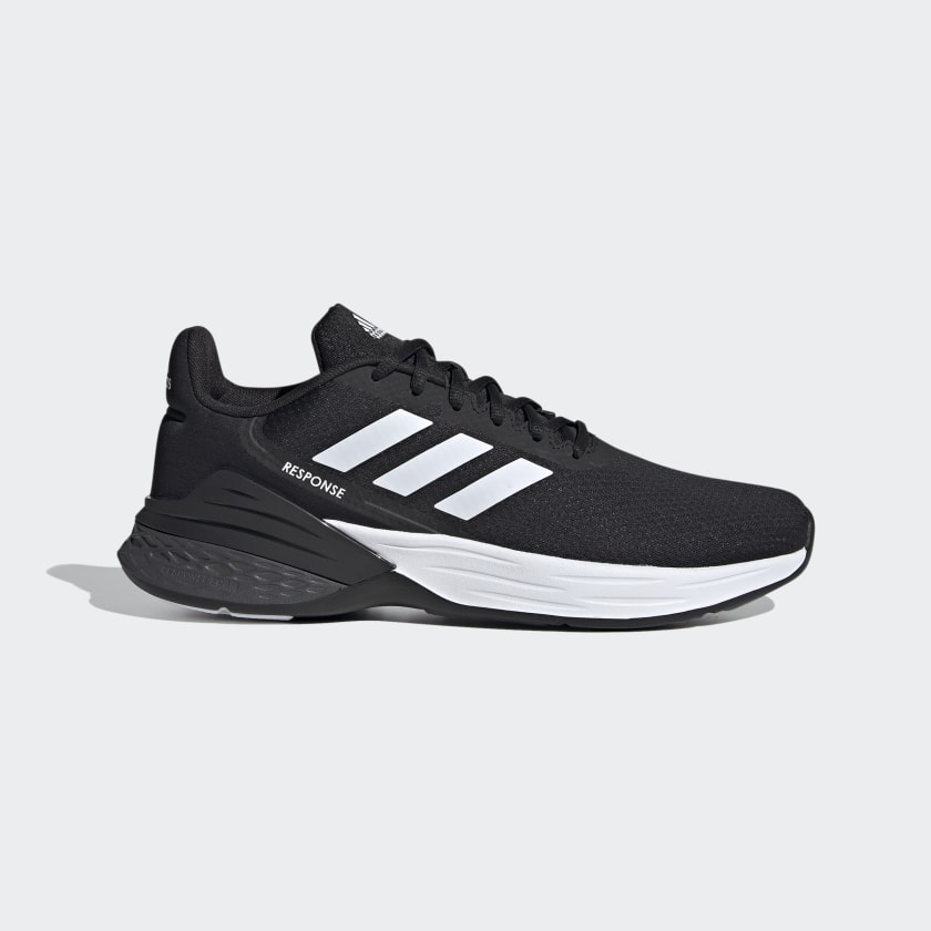 white and black adidas running shoes