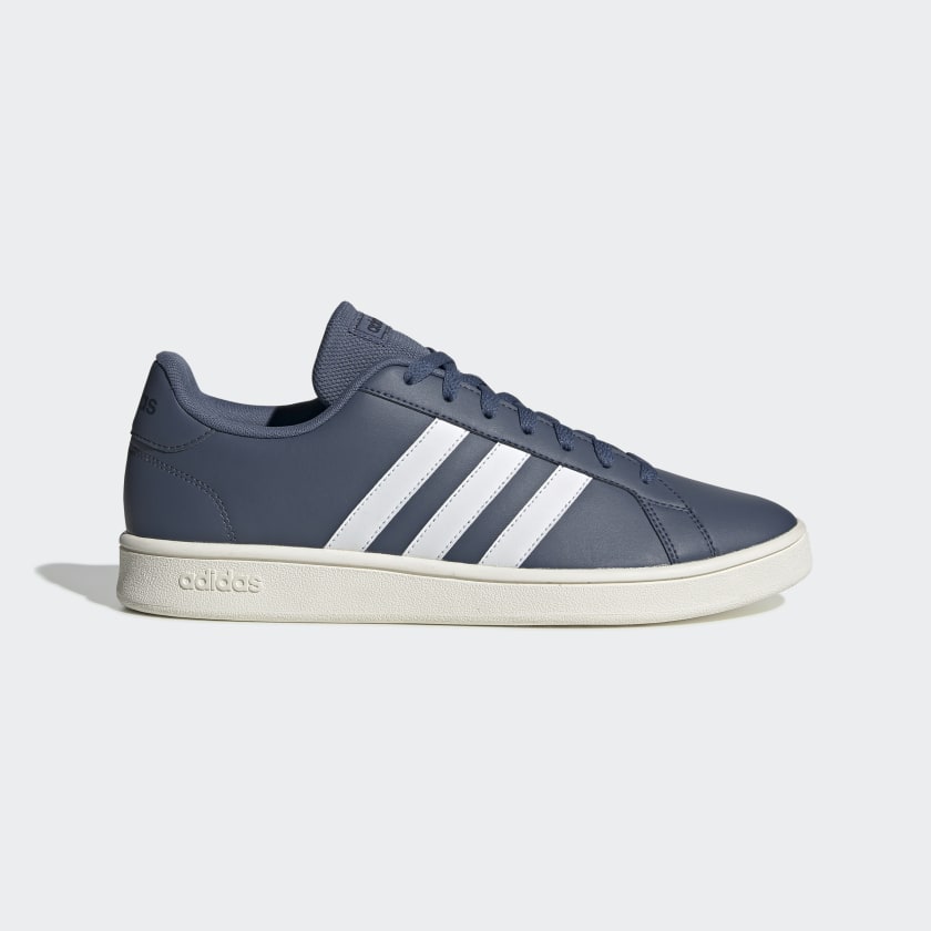 adidas men's grand court shoes white and trace blue