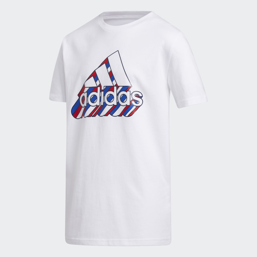 red white and blue adidas t shirt