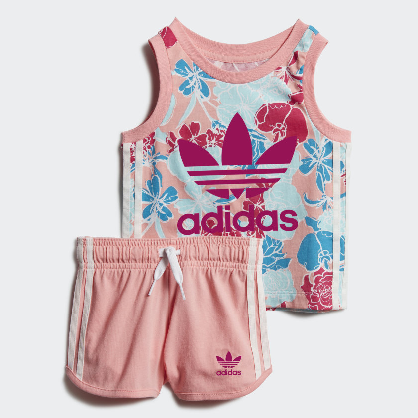 adidas Tank Top Shorts Set - Pink 