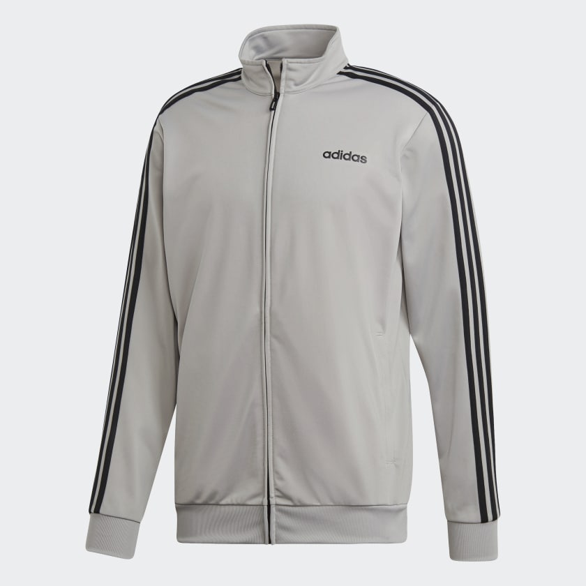 black adidas jacket with white stripes
