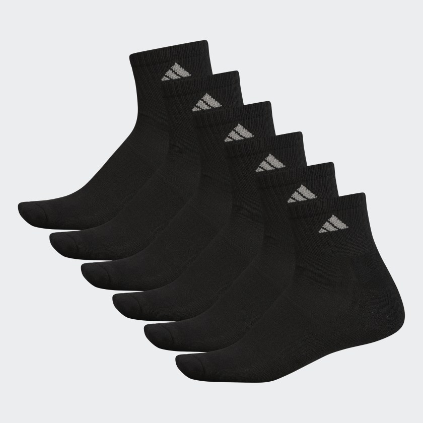 adidas Athletic Cushioned Quarter Socks 6 Pairs XL - Black | adidas US