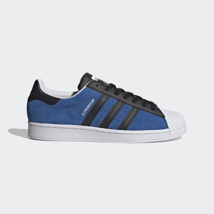 adidas blue shoes with white stripes