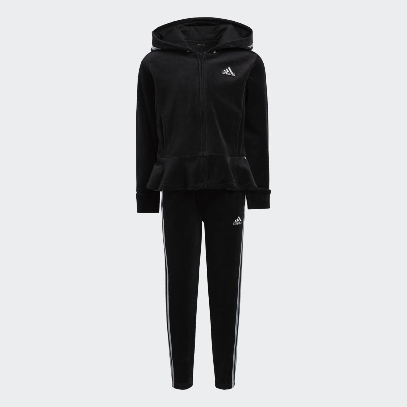 black velour adidas tracksuit womens