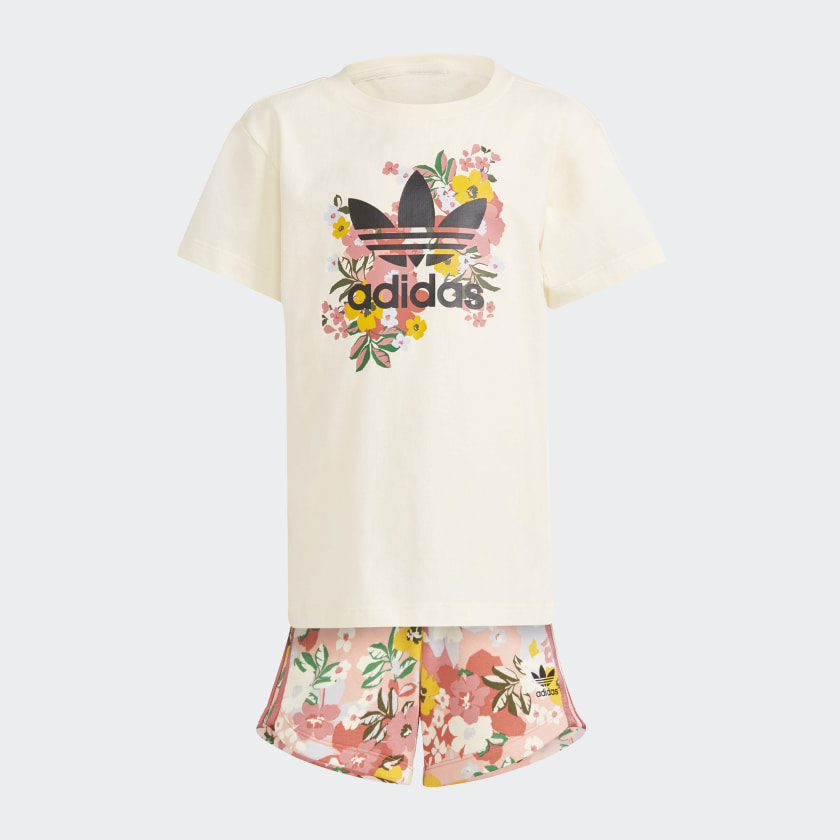 adidas floral shorts set
