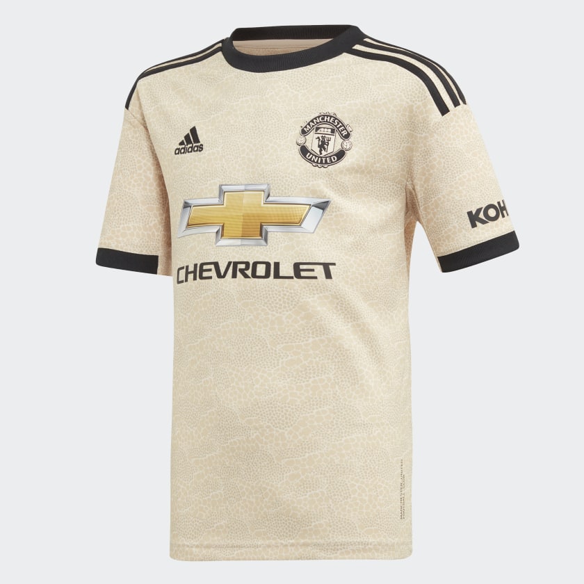 Camiseta de la segunda equipación del Manchester United beige para niño