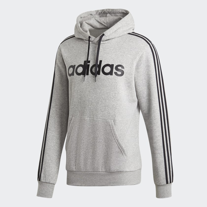 adidas Essentials 3-Stripes Pullover Hoodie - Grey | adidas US