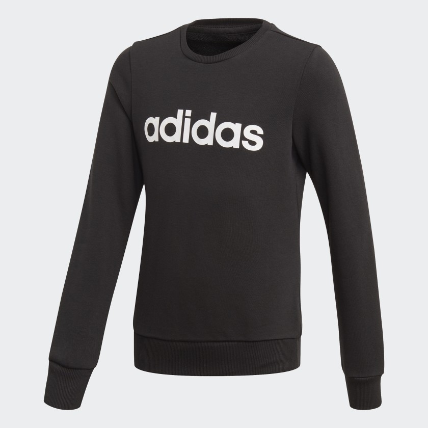 adidas Girls' Linear Sweatshirt in Black and White | adidas UK