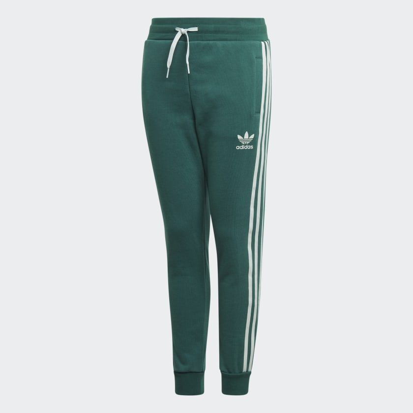 white and green adidas pants