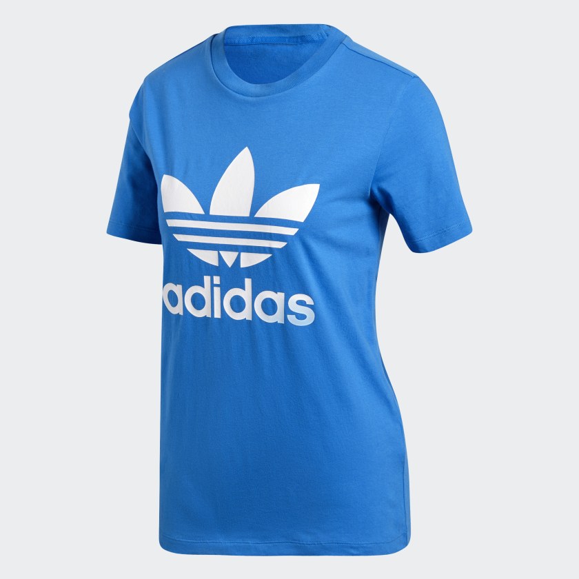 blue adidas 3 stripe t shirt