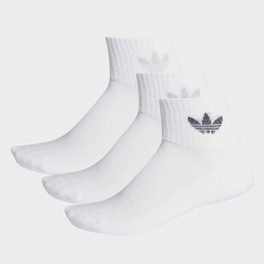 adidas Mid-Cut Ankle Socks 3 Pairs - White | adidas UK