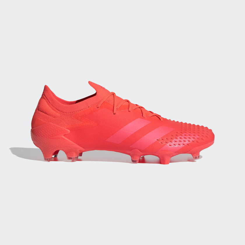 red and grey soccer cleats