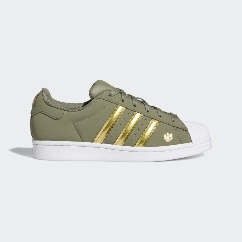 adidas superstar womens green and white