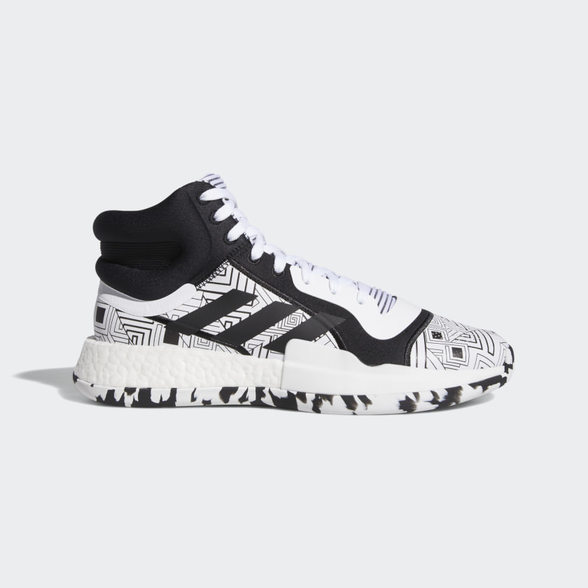 white and black adidas basketball shoes