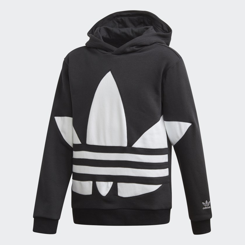 adidas Big Trefoil Hoodie Zwart | adidas Officiële Shop Adidas Originals Trefoil Hoodie Junior Zwart Kind