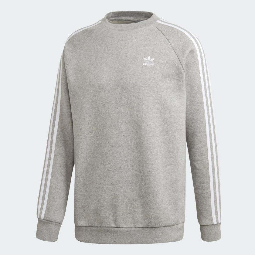 adidas 3-Stripes Crewneck Sweatshirt - Grey | adidas Australia