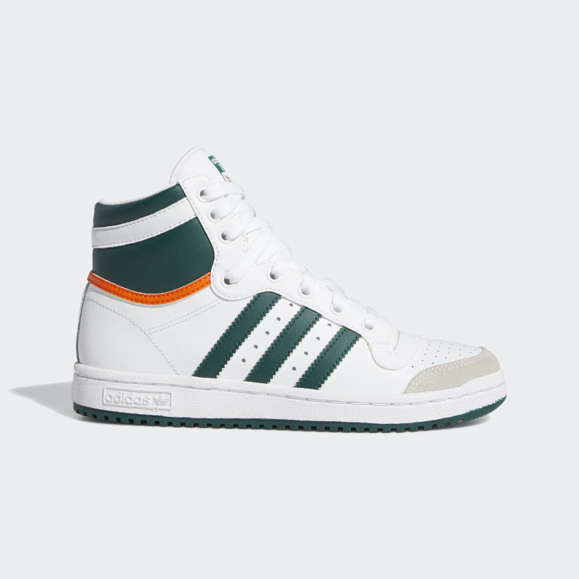 adidas white and green tennis shoes