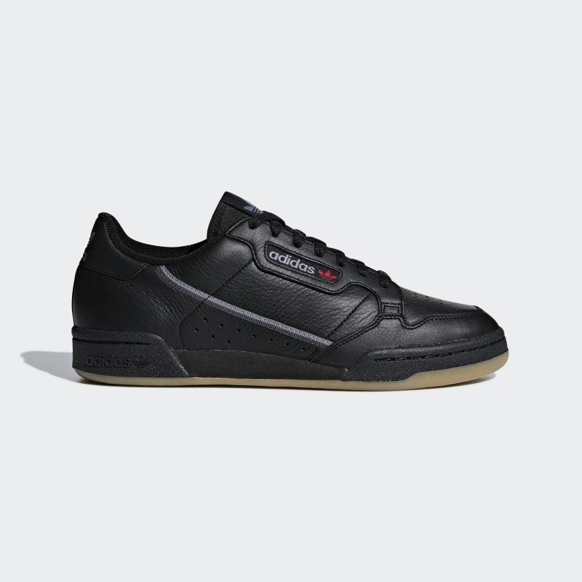 adidas originals continental 8's trainers in black with gum sole
