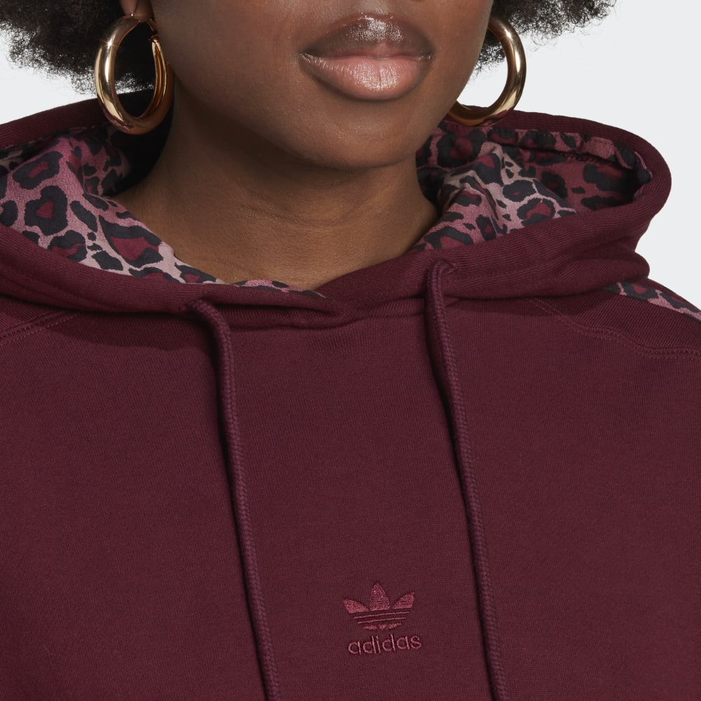 Adidas 3 Stripe Animal Print Crop Hoodie 6910.0 Sneaks.kg