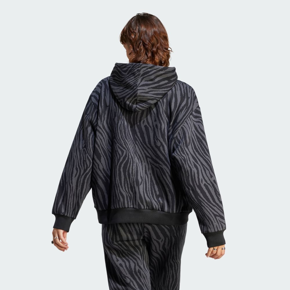 Adidas Allover Zebra Animal Print Essentials Hoodie 9200.0 Sneaks.kg