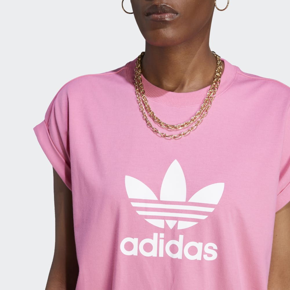 Pink adidas t shirt dress sale